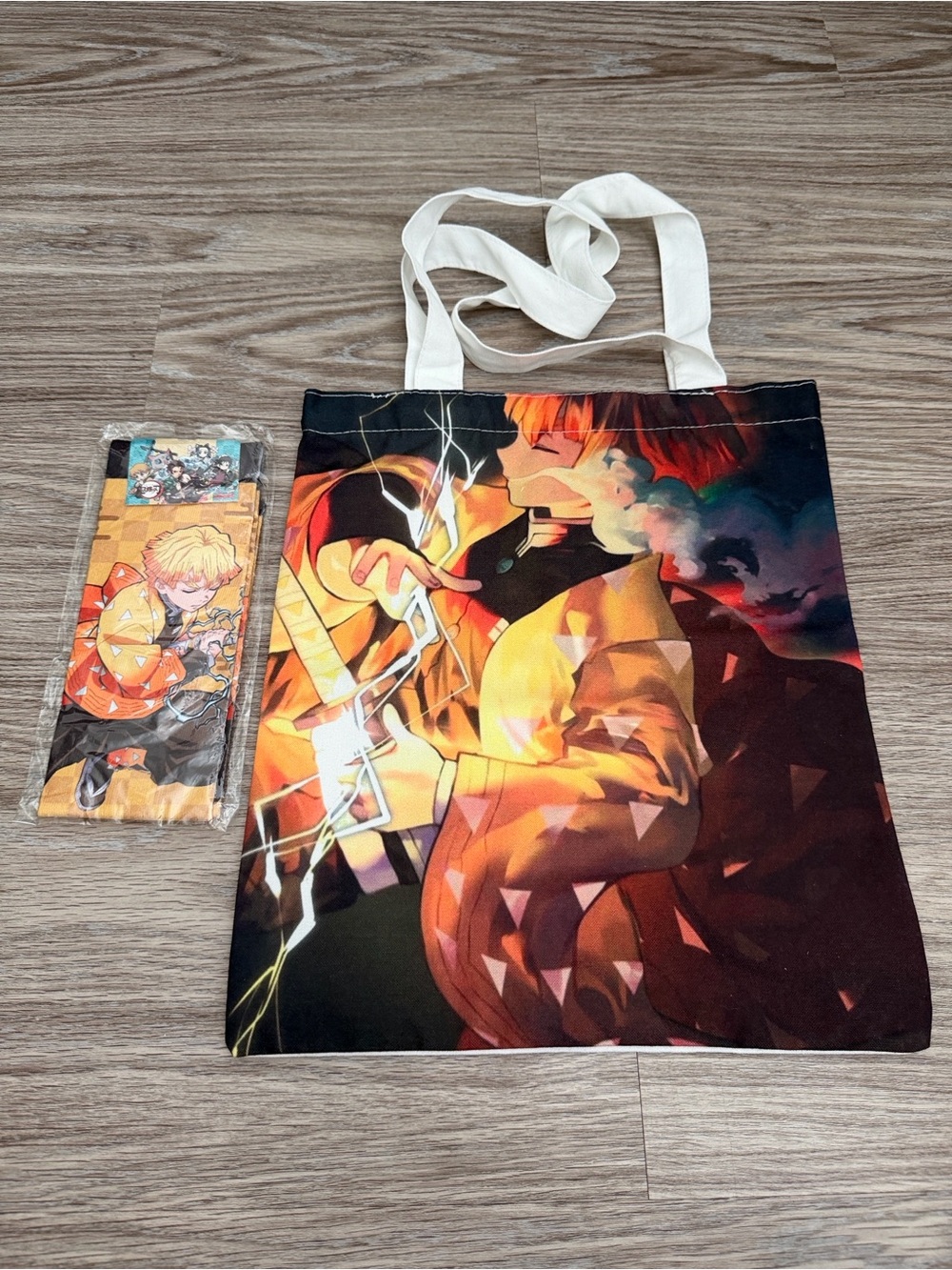 Anime Print Canvas Tote Bag and Ankle Socks